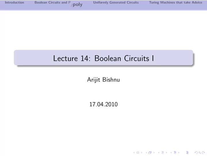 lecture 14 boolean circuits i