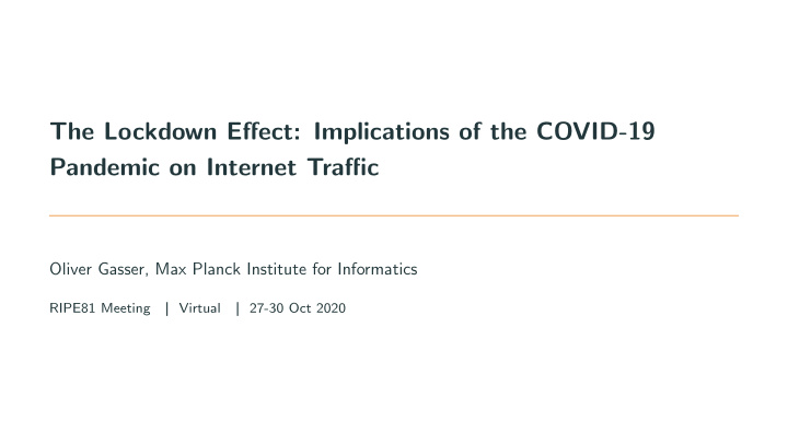 the lockdown effect implications of the covid 19 pandemic