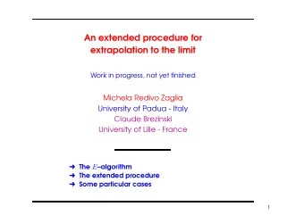An extended procedure for  extrapolation to the limit  Work in progress, not yet finished  Michela