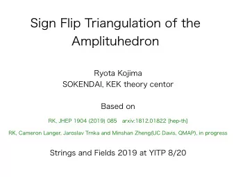 Sign Flip Triangulation of the  Amplituhedron  Ryota Kojima  SOKENDAI, KEK theory centor  Based on