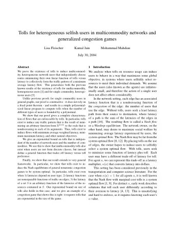 Tolls for heterogeneous selfish users in multicommodity networks and  generalized congestion games