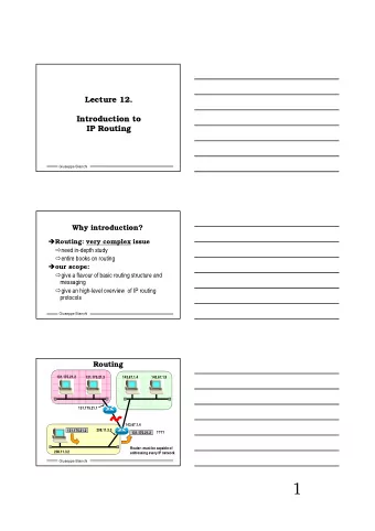 1  Routing Table  Routing Table  Destination network  Next router