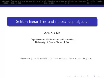Soliton hierarchies and matrix loop algebras  Wen-Xiu Ma  Department of Mathematics and Statistics