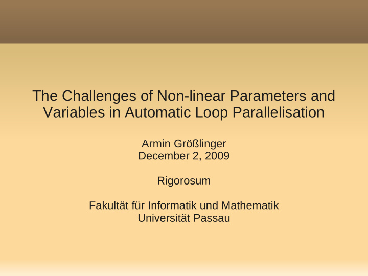 the challenges of non linear parameters and variables in