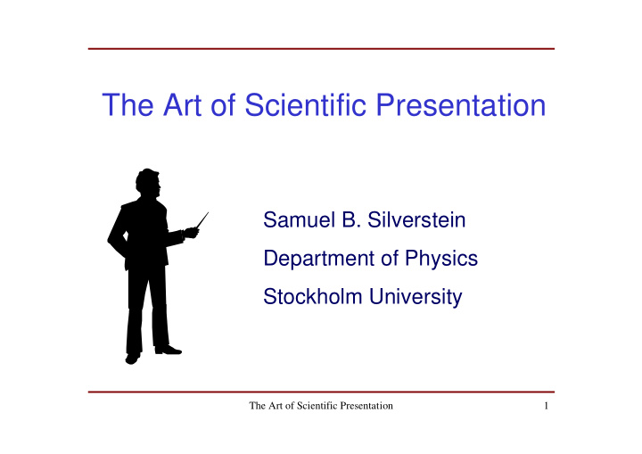 the art of scientific presentation