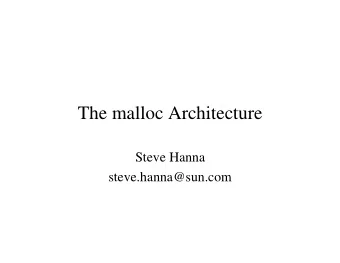 The malloc Architecture  Steve Hanna  steve.hanna@sun.com  IP Multicast Model   Group is
