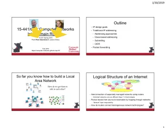 Outline  IP design goals  15-441/641: Computer Networks  Traditional IP addressing