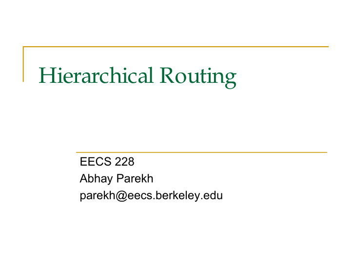 hierarchical routing