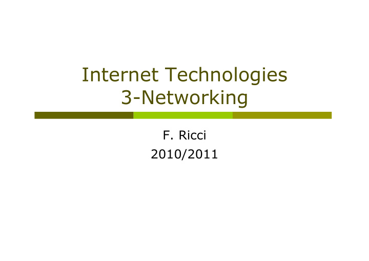internet technologies 3 networking