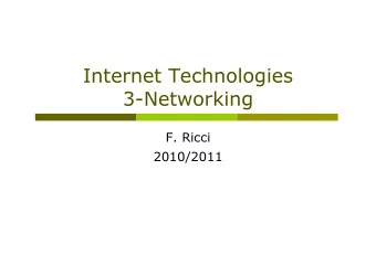 Internet Technologies  3-Networking  F. Ricci  2010/2011  Content  Protocol Hierarchies