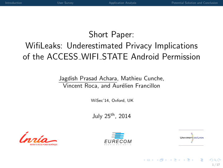 short paper wifileaks underestimated privacy implications