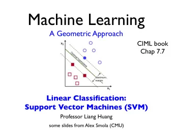 Machine Learning  A Geometric Approach  CIML book  Chap 7.7  Linear Classification:  Support Vector