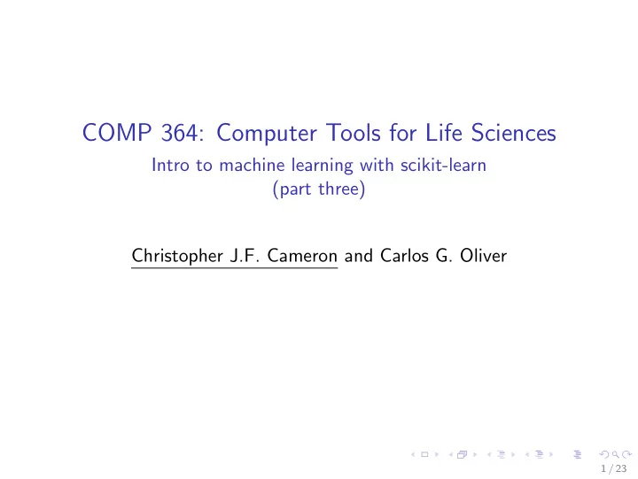 comp 364 computer tools for life sciences