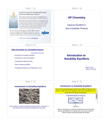 AP Chemistry  Aqueous Equilibria II:  Ksp &amp; Solubility Products  Slide 3 / 91  Slide 4 / 91