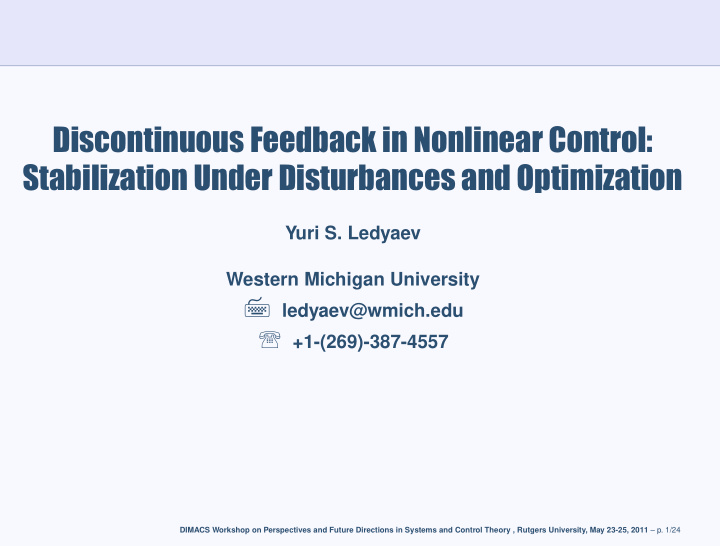 discontinuous feedback in nonlinear control stabilization