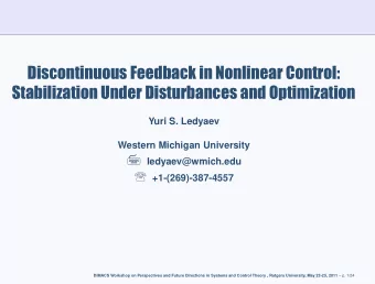 Discontinuous Feedback in Nonlinear Control:  Stabilization Under Disturbances and Optimization