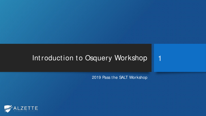introduction to osquery workshop 1