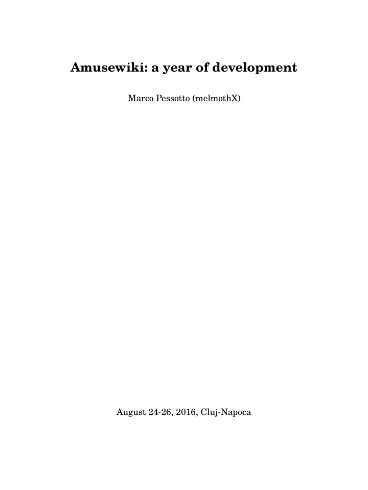 amusewiki a year of development
