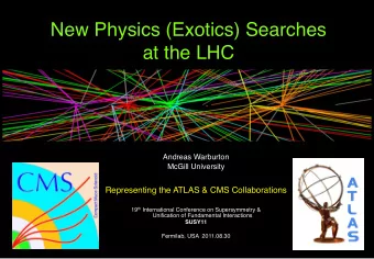 New Physics (Exotics) Searches  at the LHC    Andreas Warburton  McGill University