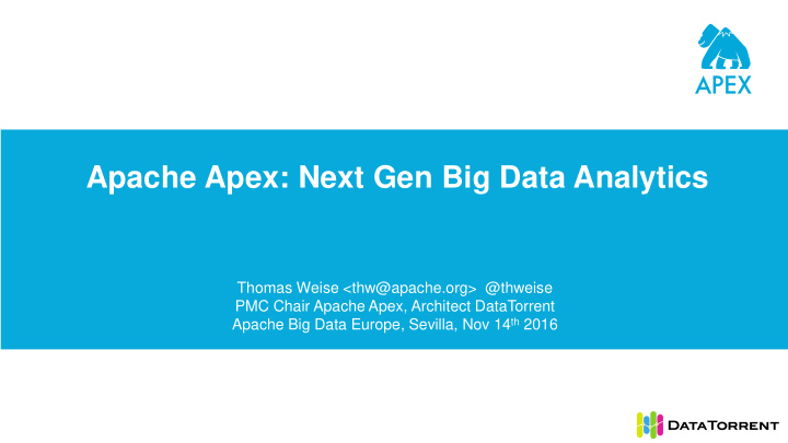 apache apex next gen big data analytics