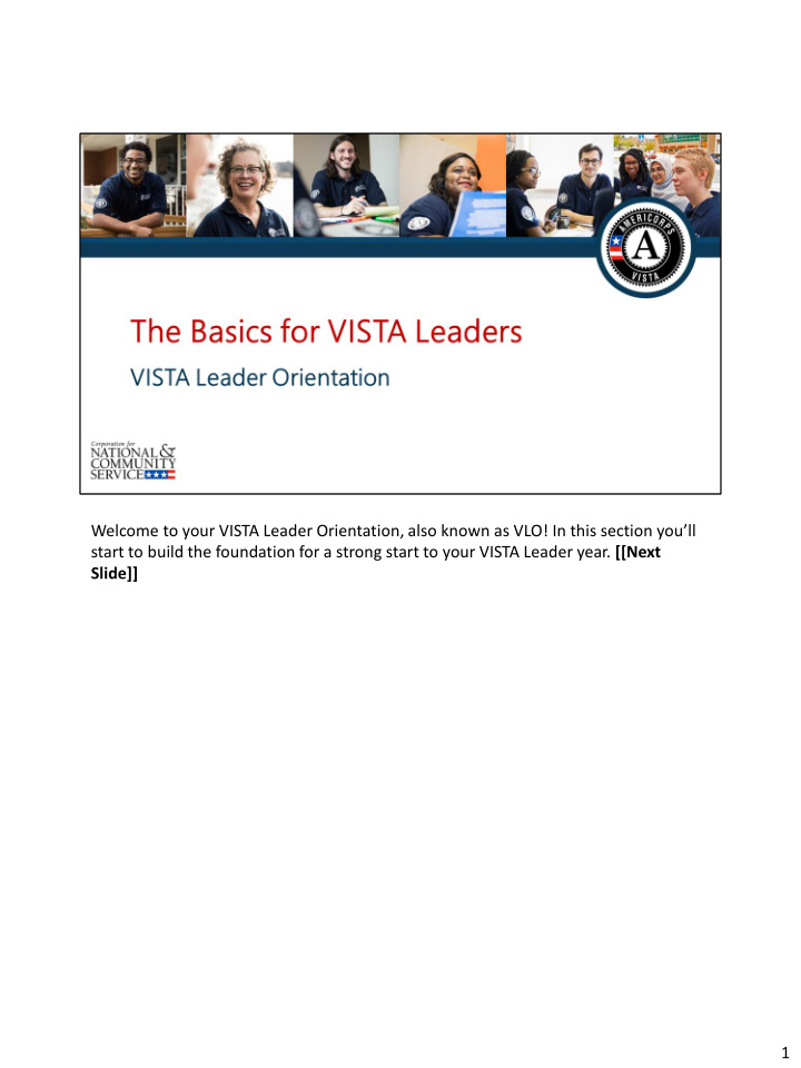 welcome to your vista leader orientation also known as
