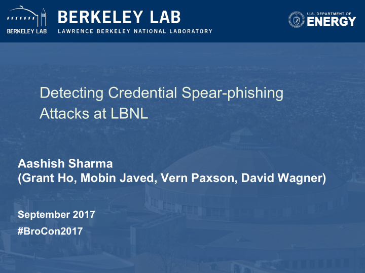 detecting credential spear phishing attacks at lbnl