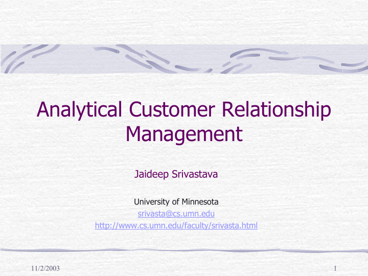 analytical customer relationship management