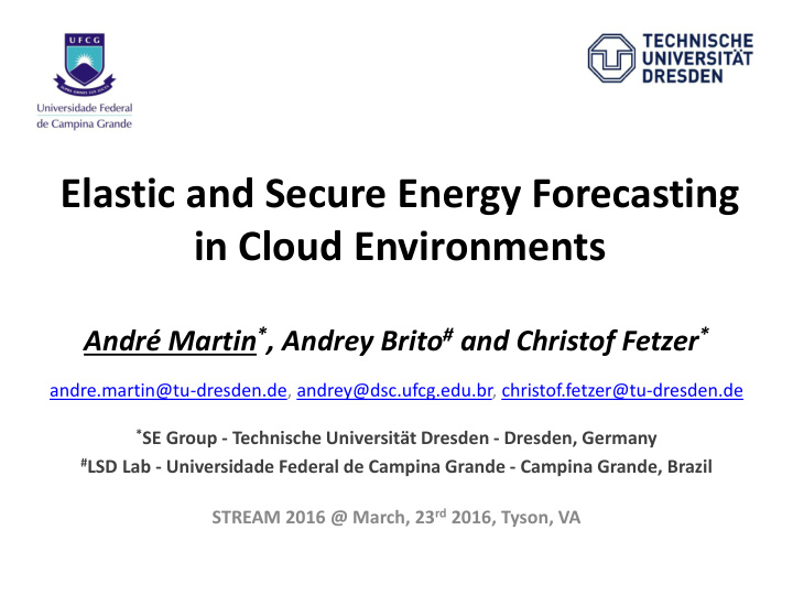 elastic and secure energy forecasting in cloud