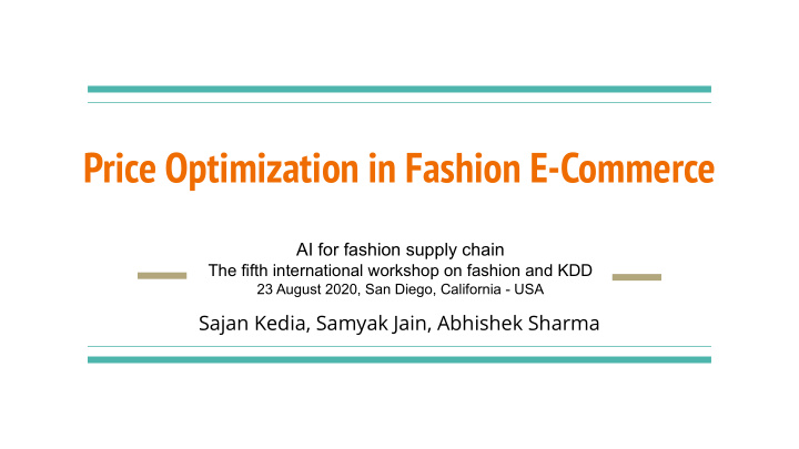 price optimization in fashion e commerce
