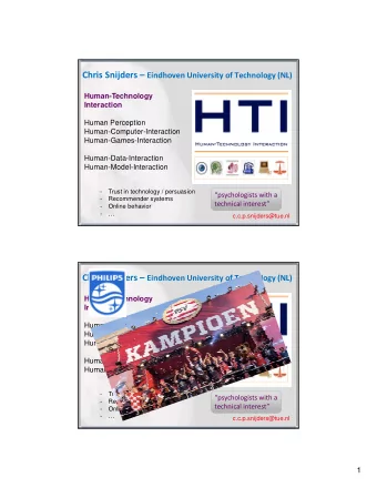 Chris Snijders - Irrelevant private stuff  2 Chris Snijders  @Dagstuhl  The models themselves