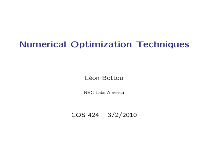 numerical optimization techniques