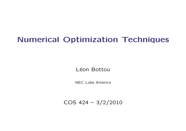 numerical optimization techniques