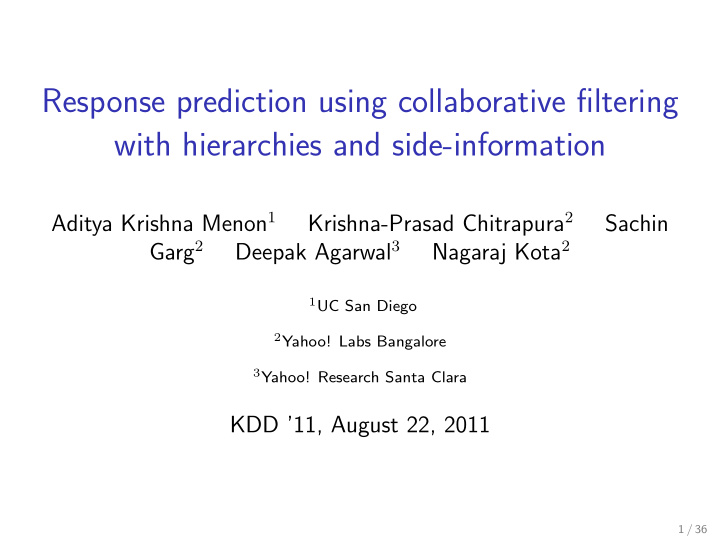 response prediction using collaborative filtering with