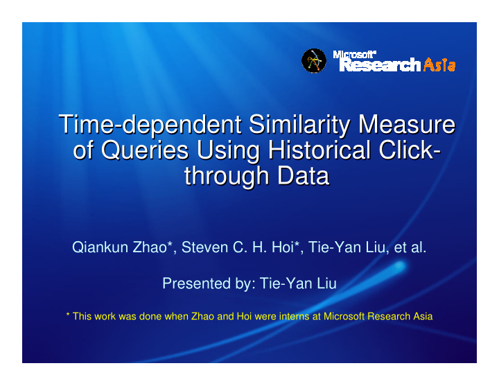time dependent similarity measure dependent similarity