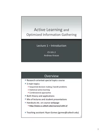 Background &amp; Prerequisites  Basic probability and statistics  Algorithms  Helpful but not