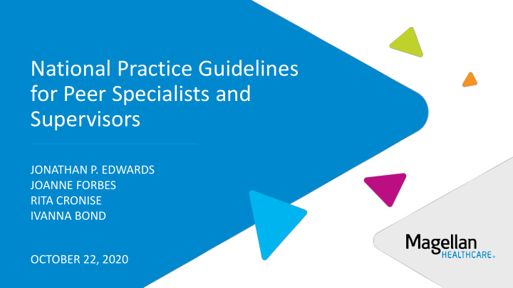 national practice guidelines for peer specialists and