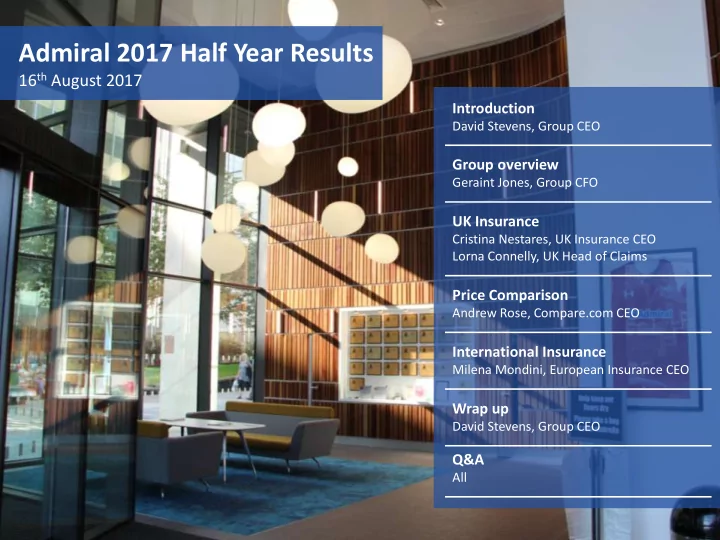 admiral 2017 half year results