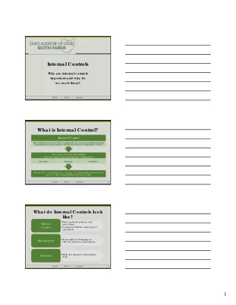 1  Inte r  nal Contr  ol Compone nts  F  ive  Co mpo ne nts o f  I  nte rna l Co ntro l   Co