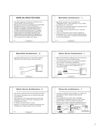 1  Using m ultiple database  Three-tier architecture /  2  servers   The database server only