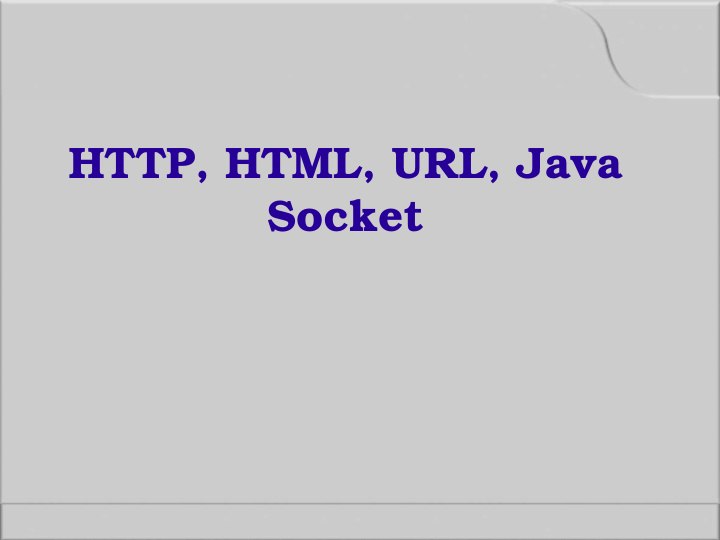 http html url java socket agenda