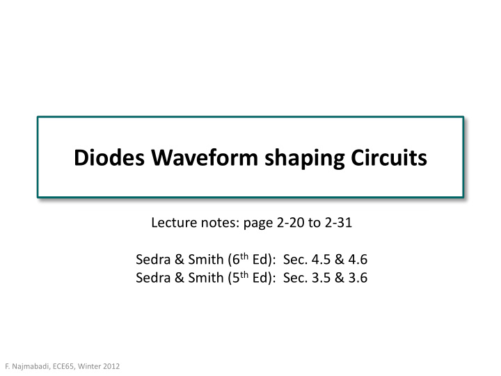 diodes waveform shaping circuits