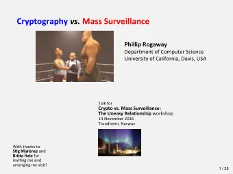 Cryptography vs. Mass Surveillance  Phillip Rogaway  Image credit: Adventures in Anima3on 3D