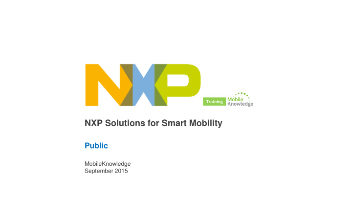 nxp solutions for smart mobility