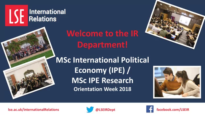 welcome to the ir department
