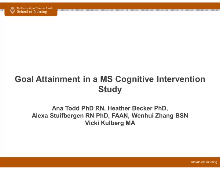 goal attainment in a ms cognitive intervention study