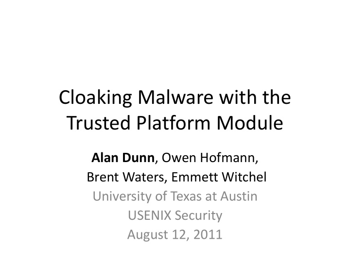 trusted platform module