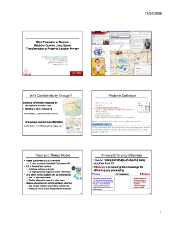 11/24/2009  Privacy in Location Based Services  Where's the  Blind Evaluation of Nearest  Blind