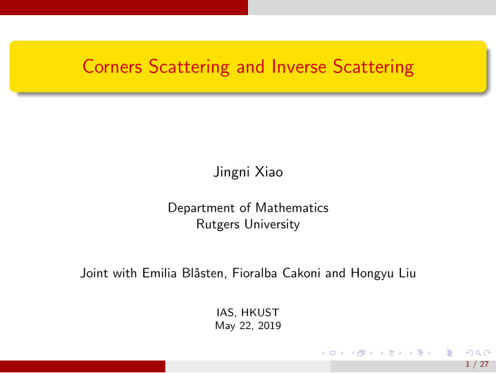 corners scattering and inverse scattering