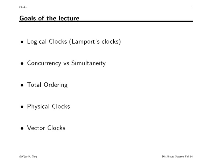 clo cks 1 goals of the lecture logical clo cks lamp o rt