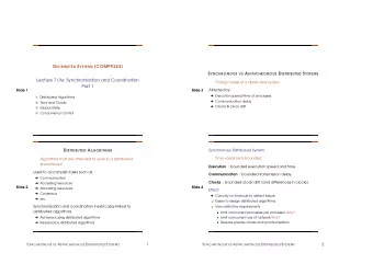 D ISTRIBUTED S YSTEMS [COMP9243] S YNCHRONOUS VS A SYNCHRONOUS D ISTRIBUTED S YSTEMS  Lecture 7